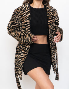 Vintage x Made in Korea x Tiger Velvet Belted Jacket (M, L)
