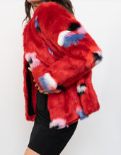 Load image into Gallery viewer, VILA x Red Patterned Fuzzy Jacket (XS, S)