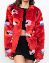 Load image into Gallery viewer, VILA x Red Patterned Fuzzy Jacket (XS, S)