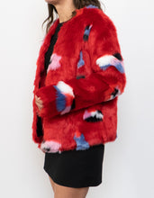 Load image into Gallery viewer, VILA x Red Patterned Fuzzy Jacket (XS, S)