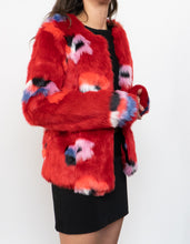Load image into Gallery viewer, VILA x Red Patterned Fuzzy Jacket (XS, S)