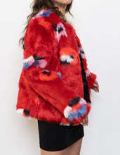 Load image into Gallery viewer, VILA x Red Patterned Fuzzy Jacket (XS, S)