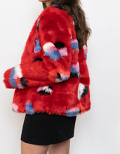 Load image into Gallery viewer, VILA x Red Patterned Fuzzy Jacket (XS, S)