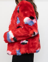Load image into Gallery viewer, VILA x Red Patterned Fuzzy Jacket (XS, S)