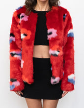 Load image into Gallery viewer, VILA x Red Patterned Fuzzy Jacket (XS, S)