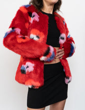 Load image into Gallery viewer, VILA x Red Patterned Fuzzy Jacket (XS, S)