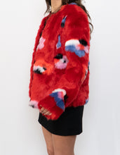 Load image into Gallery viewer, VILA x Red Patterned Fuzzy Jacket (XS, S)
