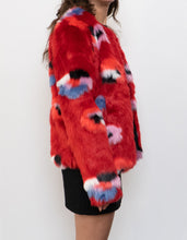 Load image into Gallery viewer, VILA x Red Patterned Fuzzy Jacket (XS, S)