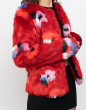 Load image into Gallery viewer, VILA x Red Patterned Fuzzy Jacket (XS, S)