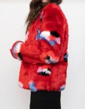 Load image into Gallery viewer, VILA x Red Patterned Fuzzy Jacket (XS, S)