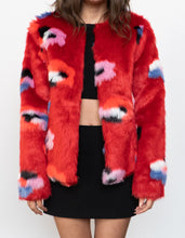 Load image into Gallery viewer, VILA x Red Patterned Fuzzy Jacket (XS, S)