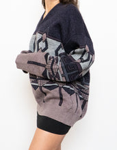 Load image into Gallery viewer, Vintage x Made in Canada x Purple Wool-blend Patterned Sweater (S-XL)