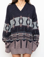 Load image into Gallery viewer, Vintage x Made in Canada x Purple Wool-blend Patterned Sweater (S-XL)