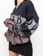 Load image into Gallery viewer, Vintage x Made in Canada x Purple Wool-blend Patterned Sweater (S-XL)