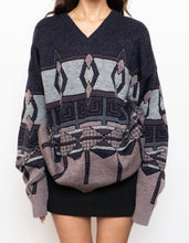 Load image into Gallery viewer, Vintage x Made in Canada x Purple Wool-blend Patterned Sweater (S-XL)