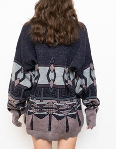 Vintage x Made in Canada x Purple Wool-blend Patterned Sweater (S-XL)