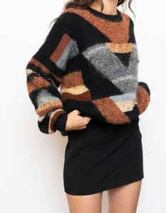 Vintage x Hand-Knit Mohair-blend Patterned Knit Sweater (XS-XL)