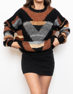 Vintage x Hand-Knit Mohair-blend Patterned Knit Sweater (XS-XL)