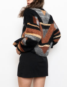 Vintage x Hand-Knit Mohair-blend Patterned Knit Sweater (XS-XL)