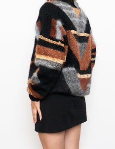 Vintage x Hand-Knit Mohair-blend Patterned Knit Sweater (XS-XL)