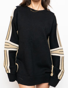 Vintage x Made in Korea x Cotton-Blend Black & Beige Sweater (M-XL)