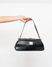 Load image into Gallery viewer, Vintage x Black Croc Faux Leather Purse