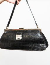 Load image into Gallery viewer, Vintage x Black Croc Faux Leather Purse