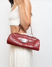Load image into Gallery viewer, Vintage x Burgundy Faux Leather Croc Purse