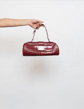 Load image into Gallery viewer, Vintage x Burgundy Faux Leather Croc Purse