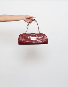 Vintage x Burgundy Faux Leather Croc Purse