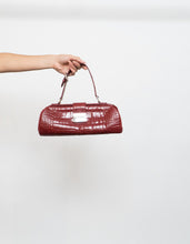 Load image into Gallery viewer, Vintage x Burgundy Faux Leather Croc Purse