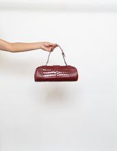 Load image into Gallery viewer, Vintage x Burgundy Faux Leather Croc Purse