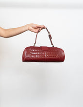 Load image into Gallery viewer, Vintage x Burgundy Faux Leather Croc Purse