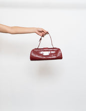 Load image into Gallery viewer, Vintage x Burgundy Faux Leather Croc Purse