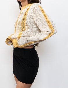 Vintage x Made in Turkey x SEARIANNO Gold Knit Patterned Sweater (S-L)