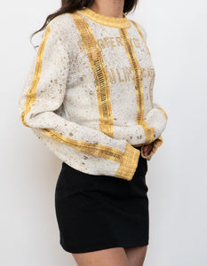 Vintage x Made in Turkey x SEARIANNO Gold Knit Patterned Sweater (S-L)