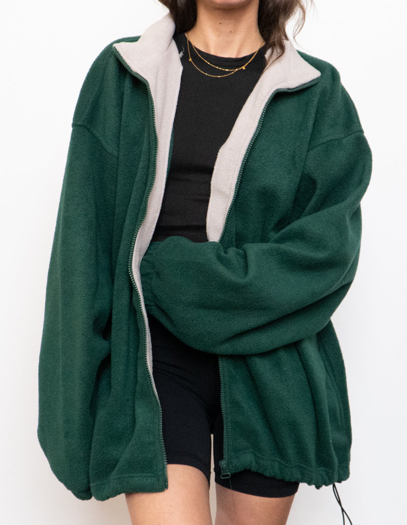 Green & Taupe x Cozy Oversized Fleece (Free Size)