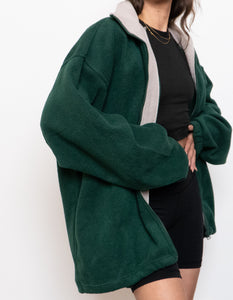 Green & Taupe x Cozy Oversized Fleece (Free Size)