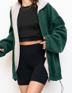 Green & Taupe x Cozy Oversized Fleece (Free Size)