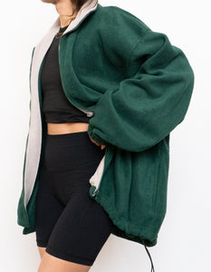 Green & Taupe x Cozy Oversized Fleece (Free Size)