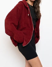 Load image into Gallery viewer, Vintage x Burgundy Fleece Zip-up Hoodie (XS-L)