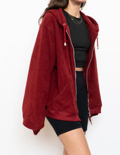Load image into Gallery viewer, Vintage x Burgundy Fleece Zip-up Hoodie (XS-L)