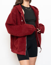 Load image into Gallery viewer, Vintage x Burgundy Fleece Zip-up Hoodie (XS-L)