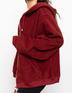 Vintage x Burgundy Fleece Zip-up Hoodie (XS-L)