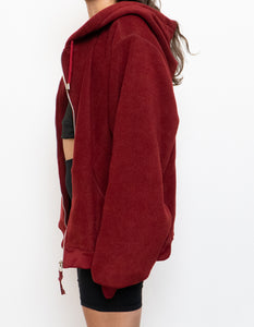 Vintage x Burgundy Fleece Zip-up Hoodie (XS-L)
