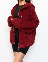 Load image into Gallery viewer, Vintage x Burgundy Fleece Zip-up Hoodie (XS-L)