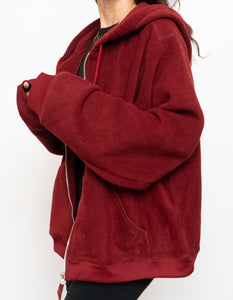 Vintage x Burgundy Fleece Zip-up Hoodie (XS-L)