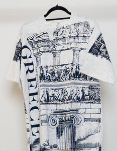Vintage x Made in Greece Heathered White AOP Tee (XS-XL)