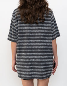 TED BAKER x Made in Portugal x Grey Terry Cloth Striped Tee (XS-XL)