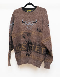 Vintage x CHICAGO BULLS Handknit Wool-blend Sweater (XL)